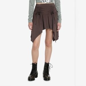 Thorn & Fable Grey Ruched Front Mini Skirt